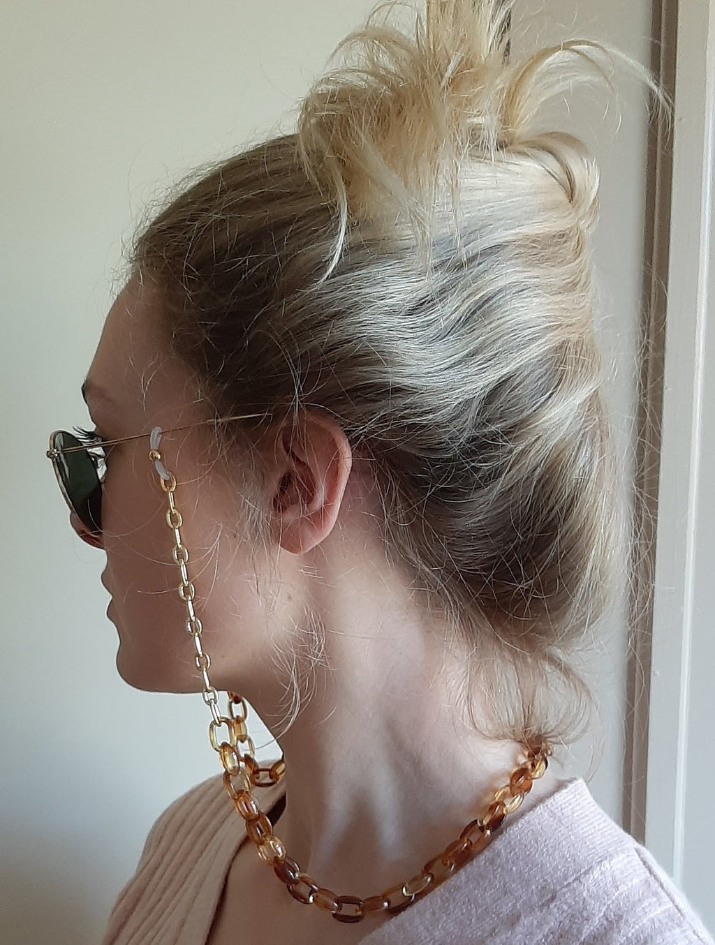Brillenkoord acrylic chain verguld