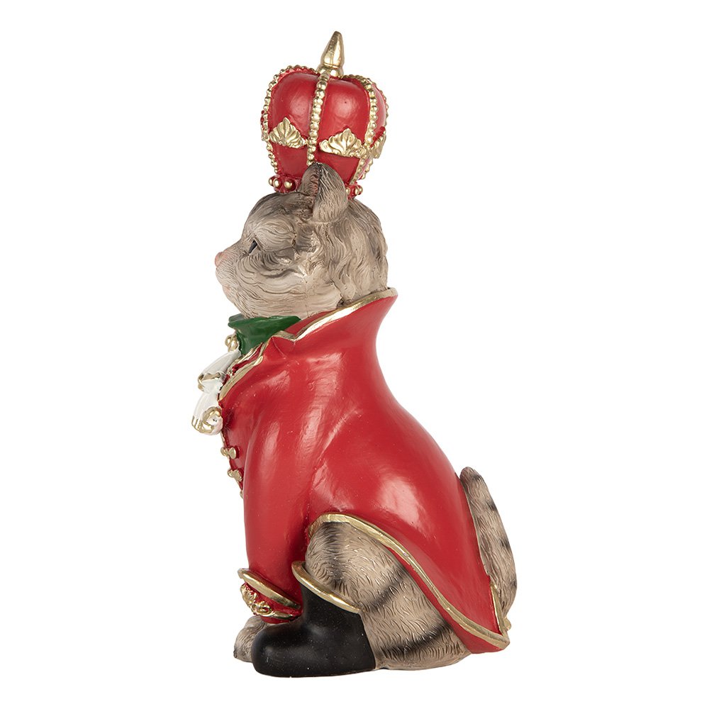 Kerstdecoratie Beeld Kat 8x11x21 cm Grijs Kunststof