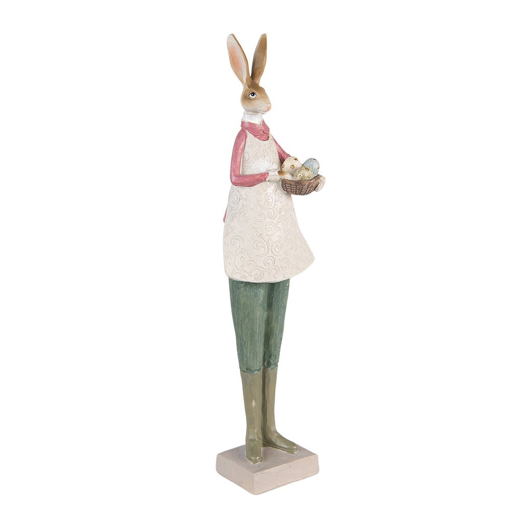 Beeld Konijn 9x7x36 cm Beige Groen Polyresin