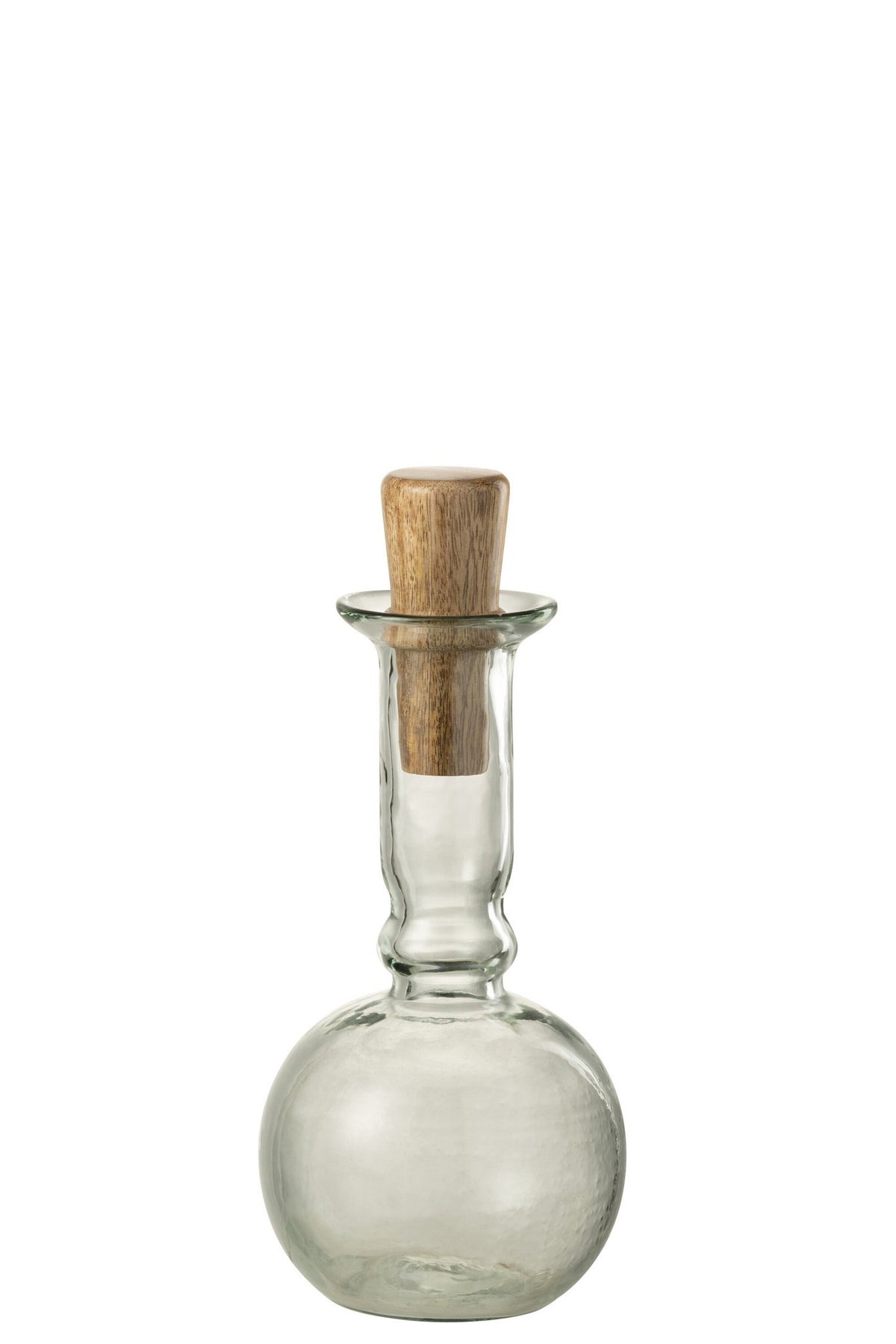 J-Line Rond Lang fles en kurk - glas & hout - transparant