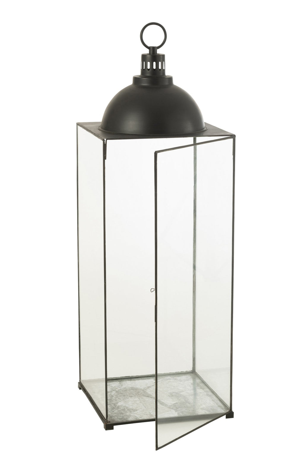 J-Line lantaarn Hagrid - glas/ijzer - zwart - large