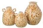 J-Line vaas Bloemen - steengoed - okergeel/wit - L
