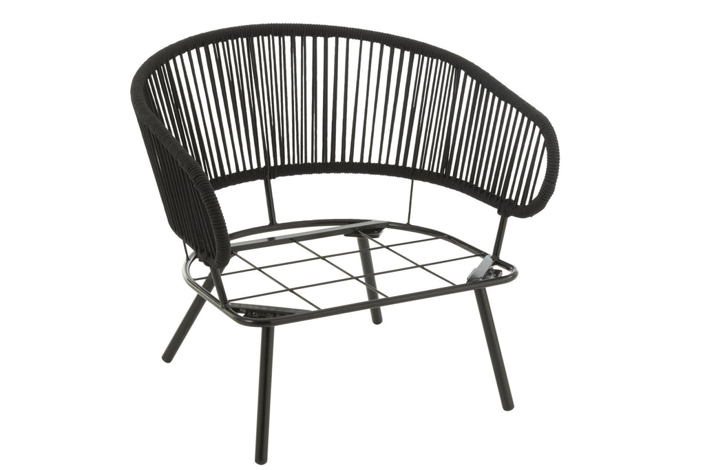 J-Line Set Van Drie Stoel/Bank Poa Metaal/Rattan Zwart