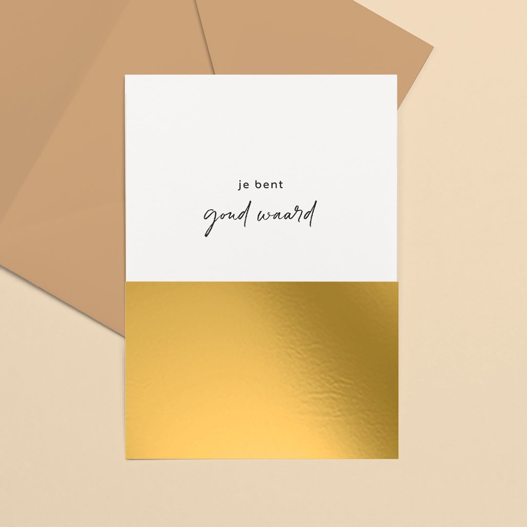 Wenskaart goudfolie | Goud waard