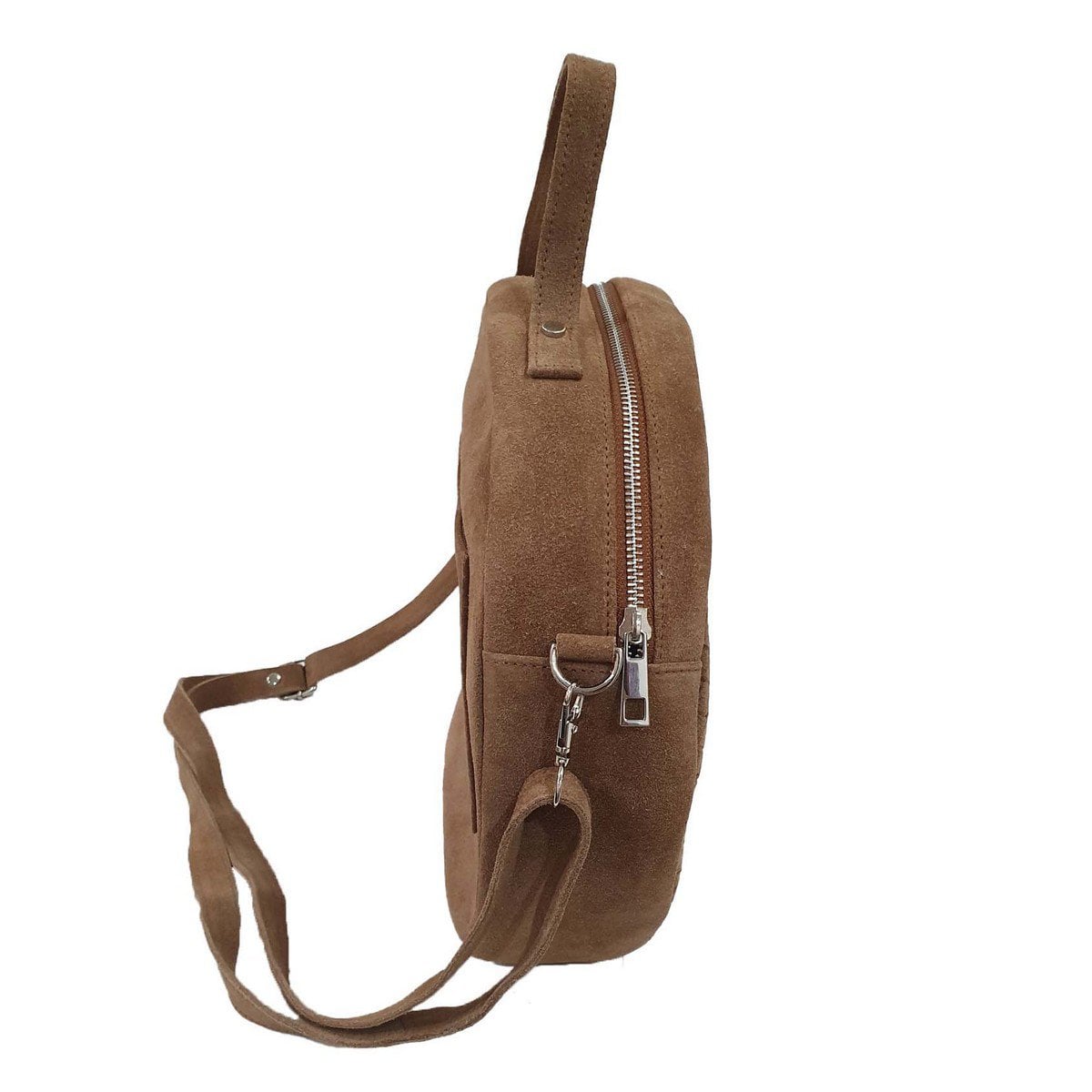 Crossbody tas suede geweven bruin 30x28x7cm (bos taurus taurus)