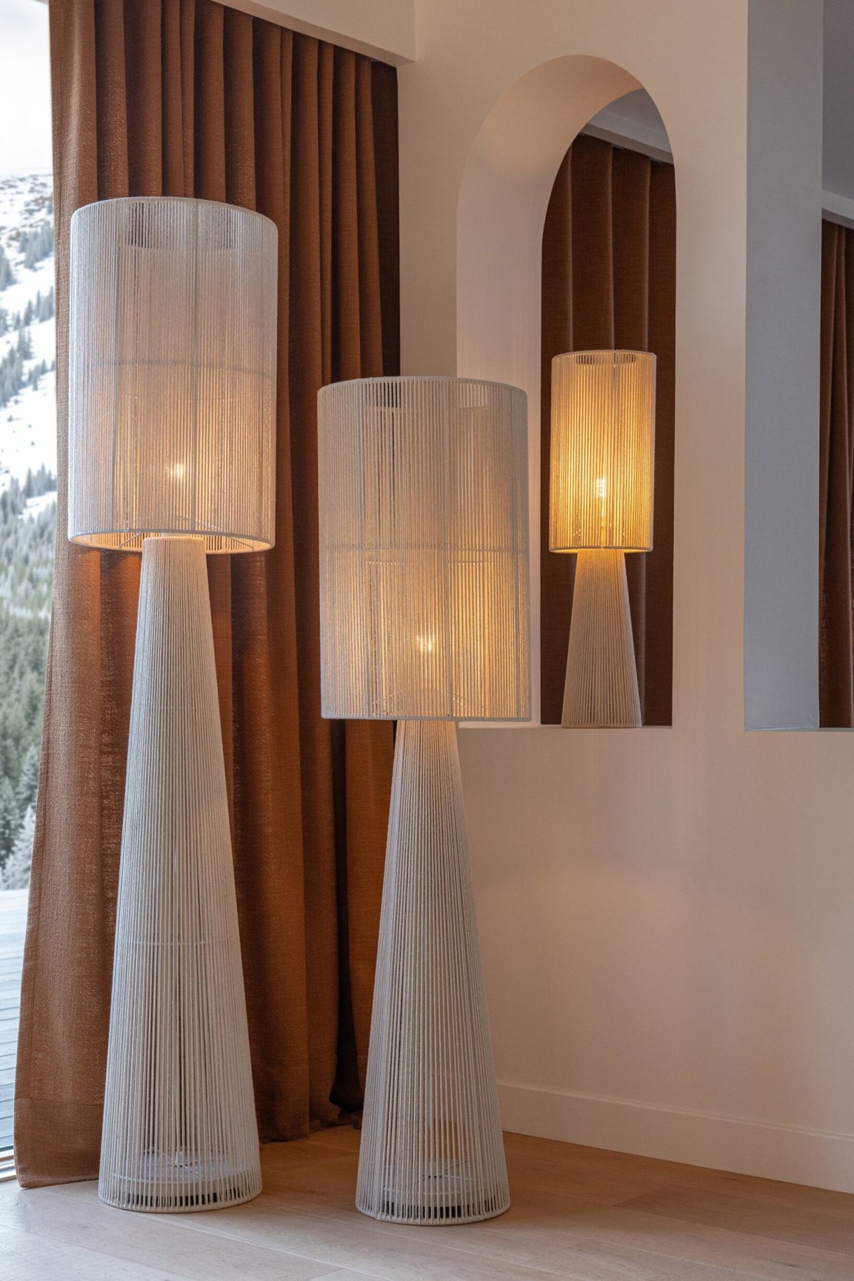 J-Line Vloerlamp met touw - stof - greige - medium