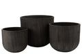 J-Line bloempot Rond Hoog - keramiek - zwart - 3 stuks - Ø 50 cm