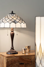 Tiffany Tafellamp Ø 40x58 cm Grijs Glas Tiffany Bureaulamp