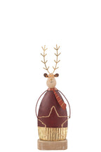 J-Line figuur Rendier + Sjaal/Bril - metaal - roest/goud - small - LED