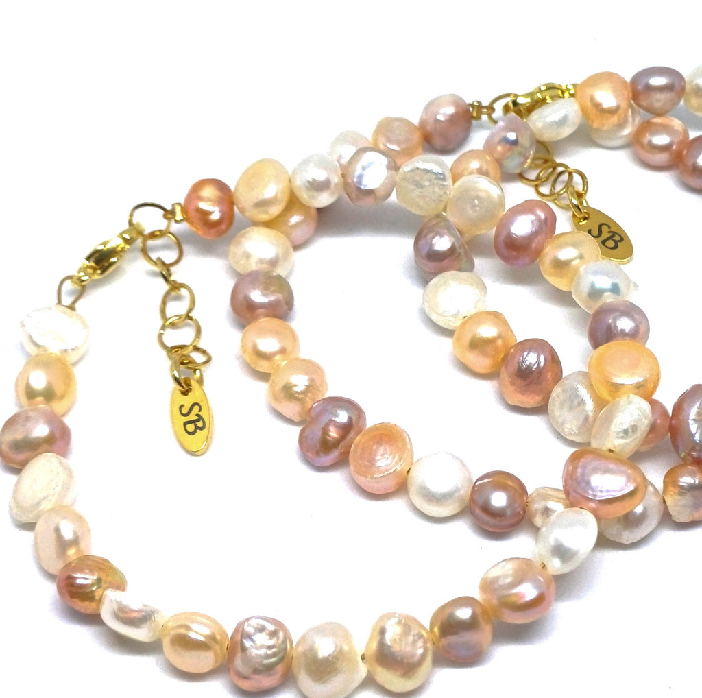 Zoetwaterparel Nugget armband seashell