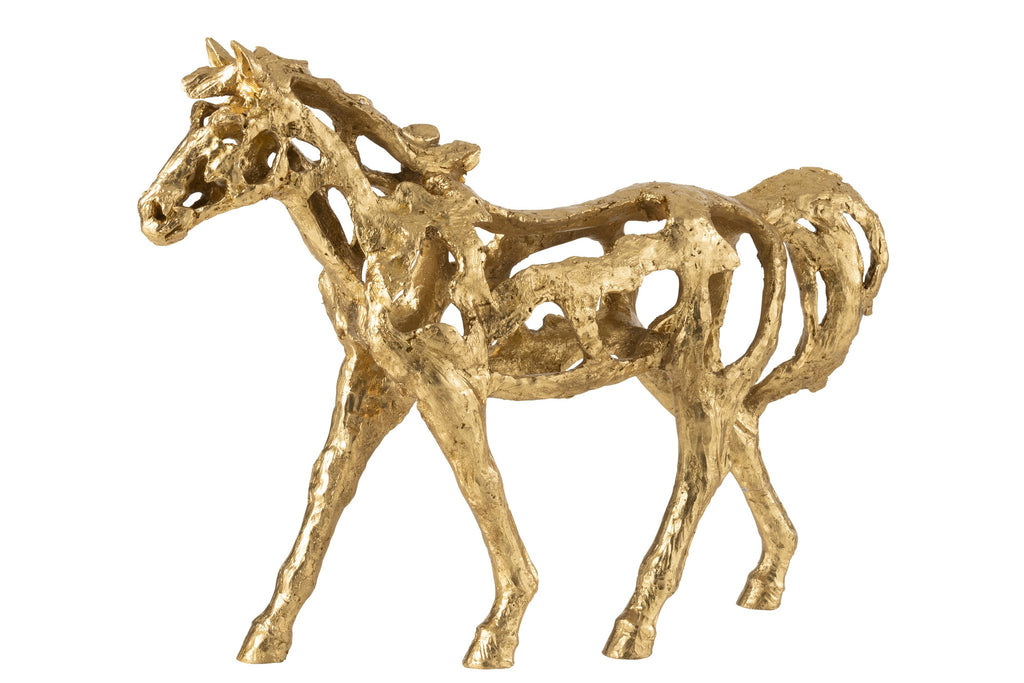 J-Line figuur Paard Rennen - polyresin - goud - L