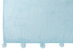 J-Line plaid Pompom - polyester - hemelsblauw - 170 x 130 cm