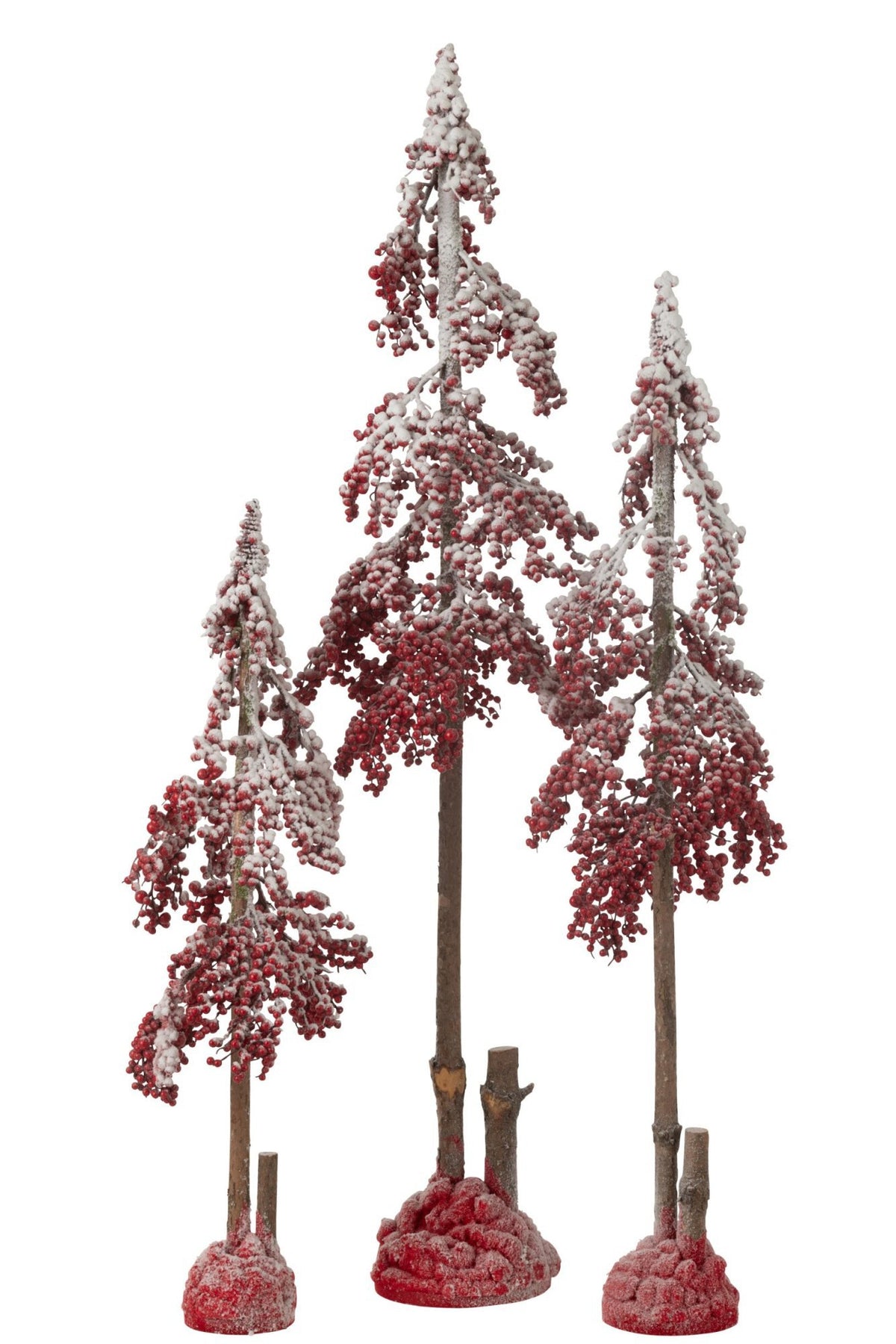 J-Line decoratie Kerstboom Grote Bessen - kunststof - rood large