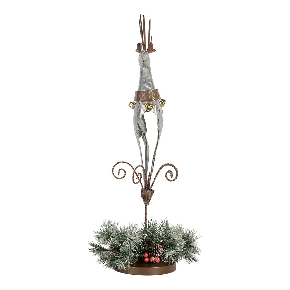 Decoratie Beeld Hert 24x24x68 cm Grijs Metaal