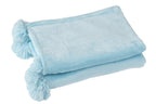 J-Line plaid Pompom - polyester - hemelsblauw - 170 x 130 cm