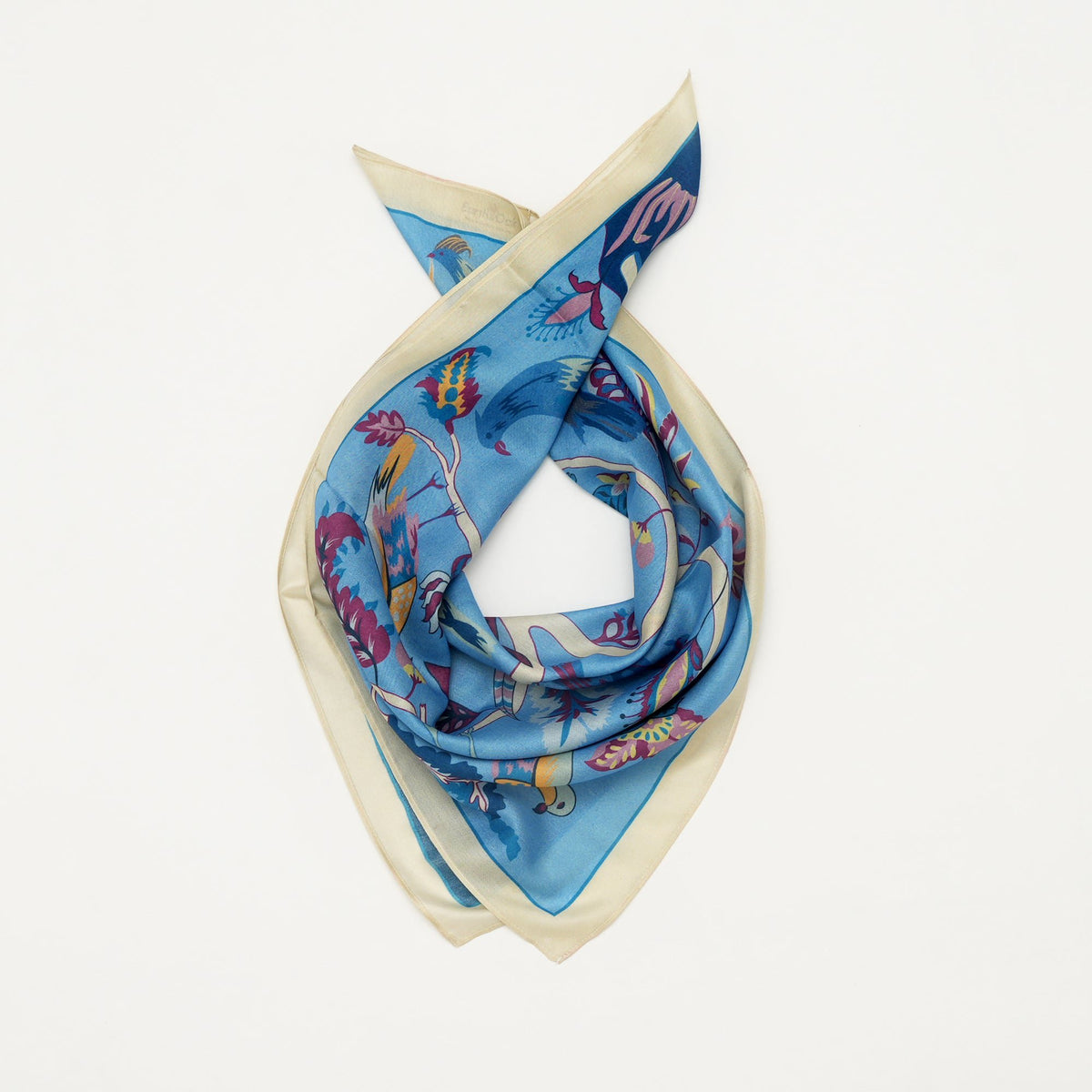 Sjaal | Moerbeizijde Vogellied | Blauw