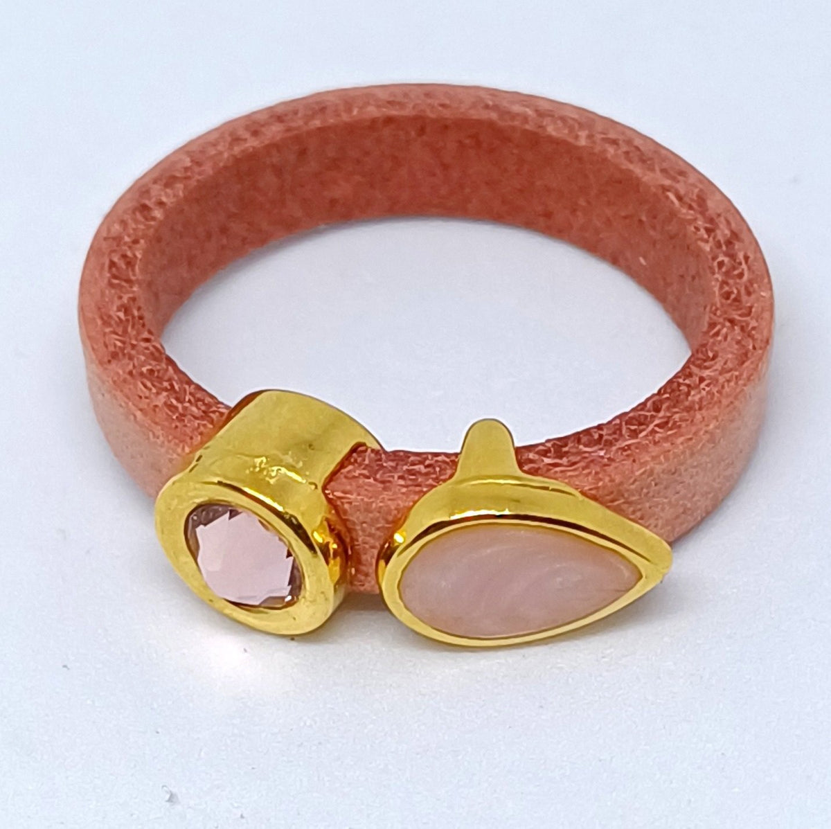 Fancy leren ringen Swarovski & emaille (set van 12 stuks)