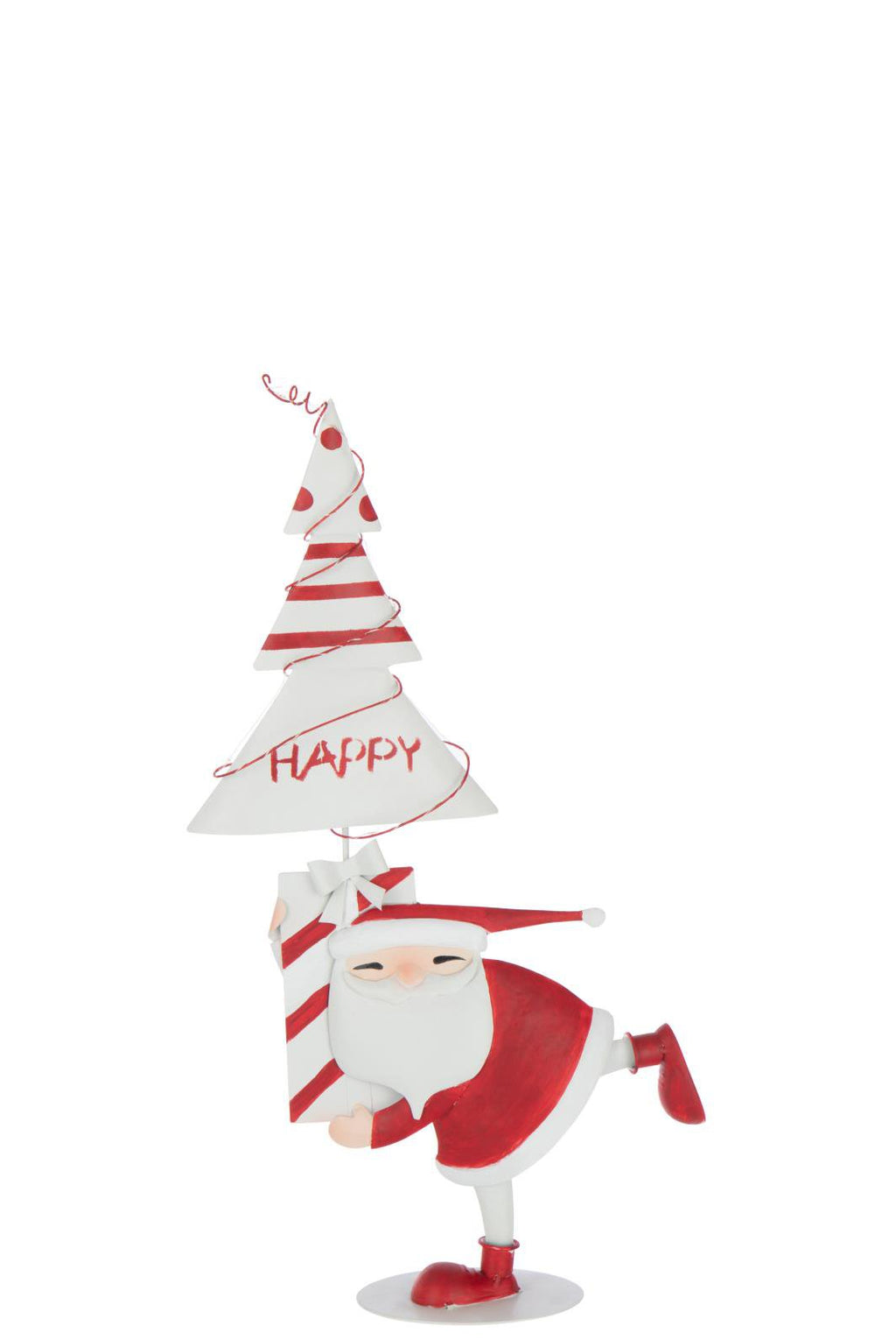 J-Line figuur Kerstman Boom - ijzer - kerstrood/wit - S - LED