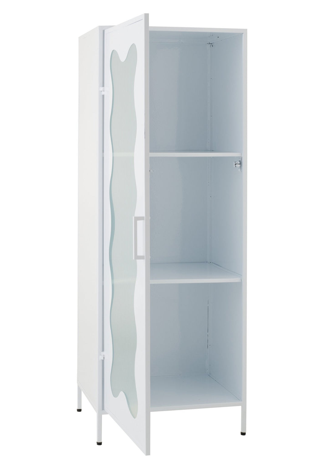 J-Line decoratie Kast - polyresin - ijzer/glas - wit