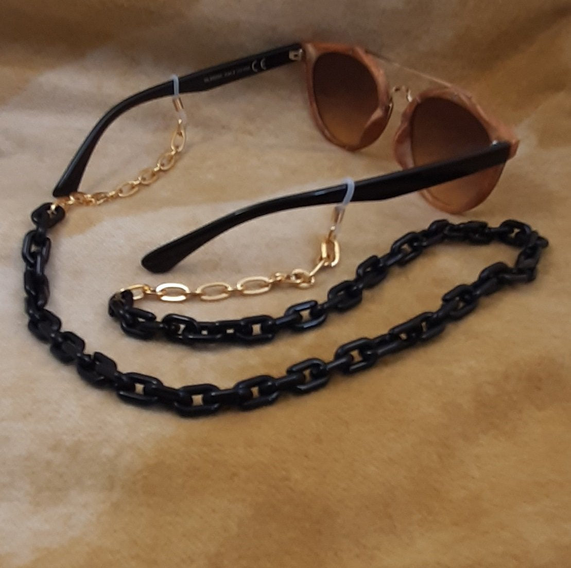 Brillenkoord acrylic chain verguld
