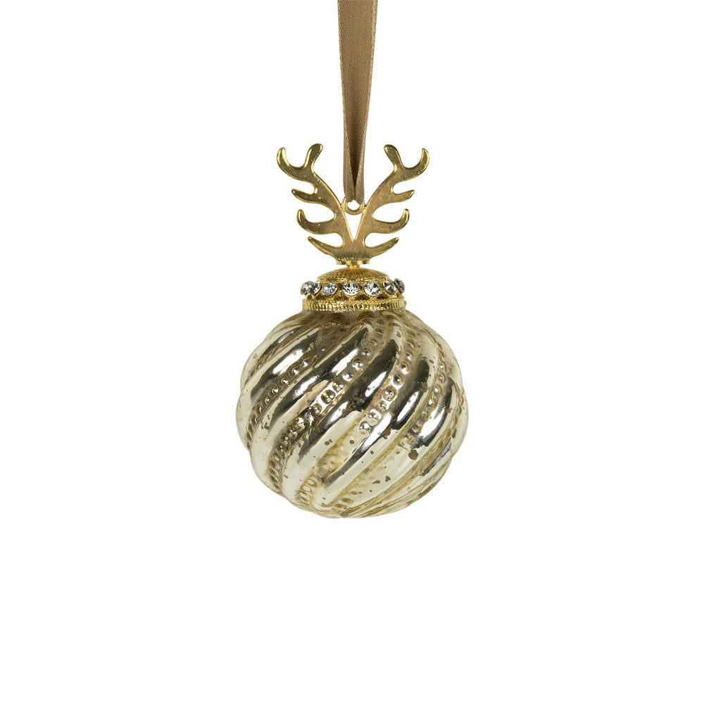 Decoratie bal gewei goud 8cm