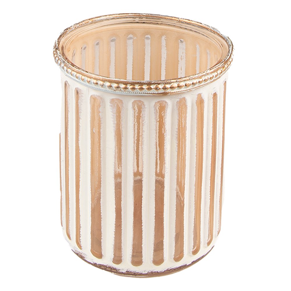 Theelichthouder Ø 10x11 cm Beige Glas Waxinelichthouder