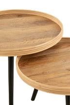 J-Line Set Van 3 Bijzettafel Rond Mango Hout Naturel