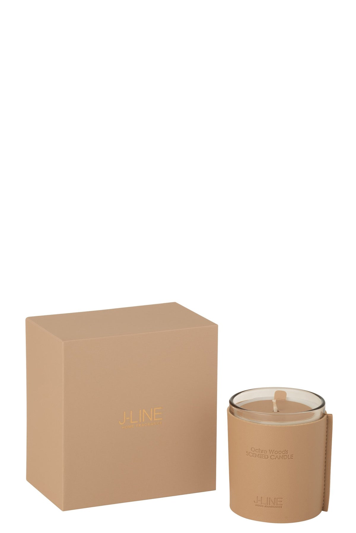 J-Line geurkaars Leder - Ochre Woods - glas - bruin - 40U