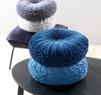 Dutch Decor Kaja - Kussen Ø40cm - Rond - Fluweel - Provinciaal Blauw - Blauw