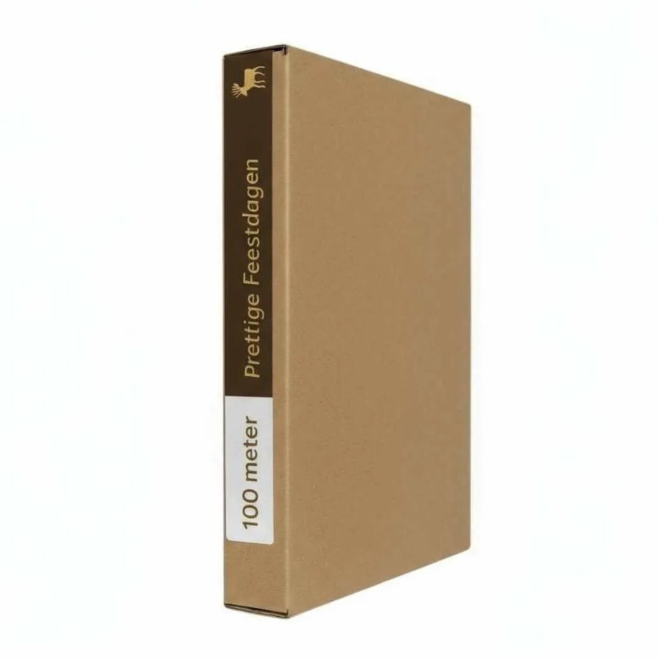 Satijn lint – Prettige Feestdagen – Bruin - 15mm x 100m