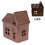 Decoratie Huis met LED 10x6x12 cm Roze Keramiek