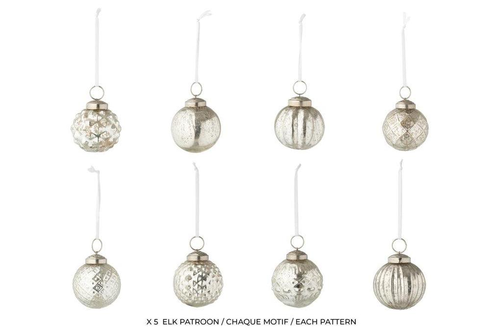 J-Line kerstbal - glas - zilver - doos van 40