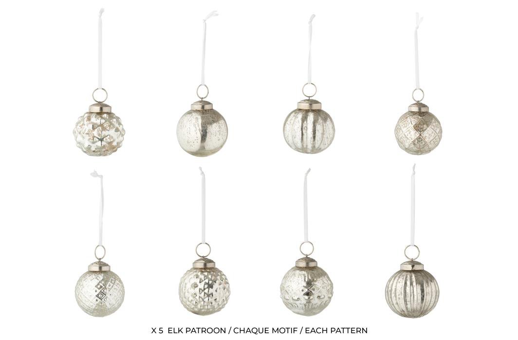 J-Line kerstbal - glas - zilver - doos van 40