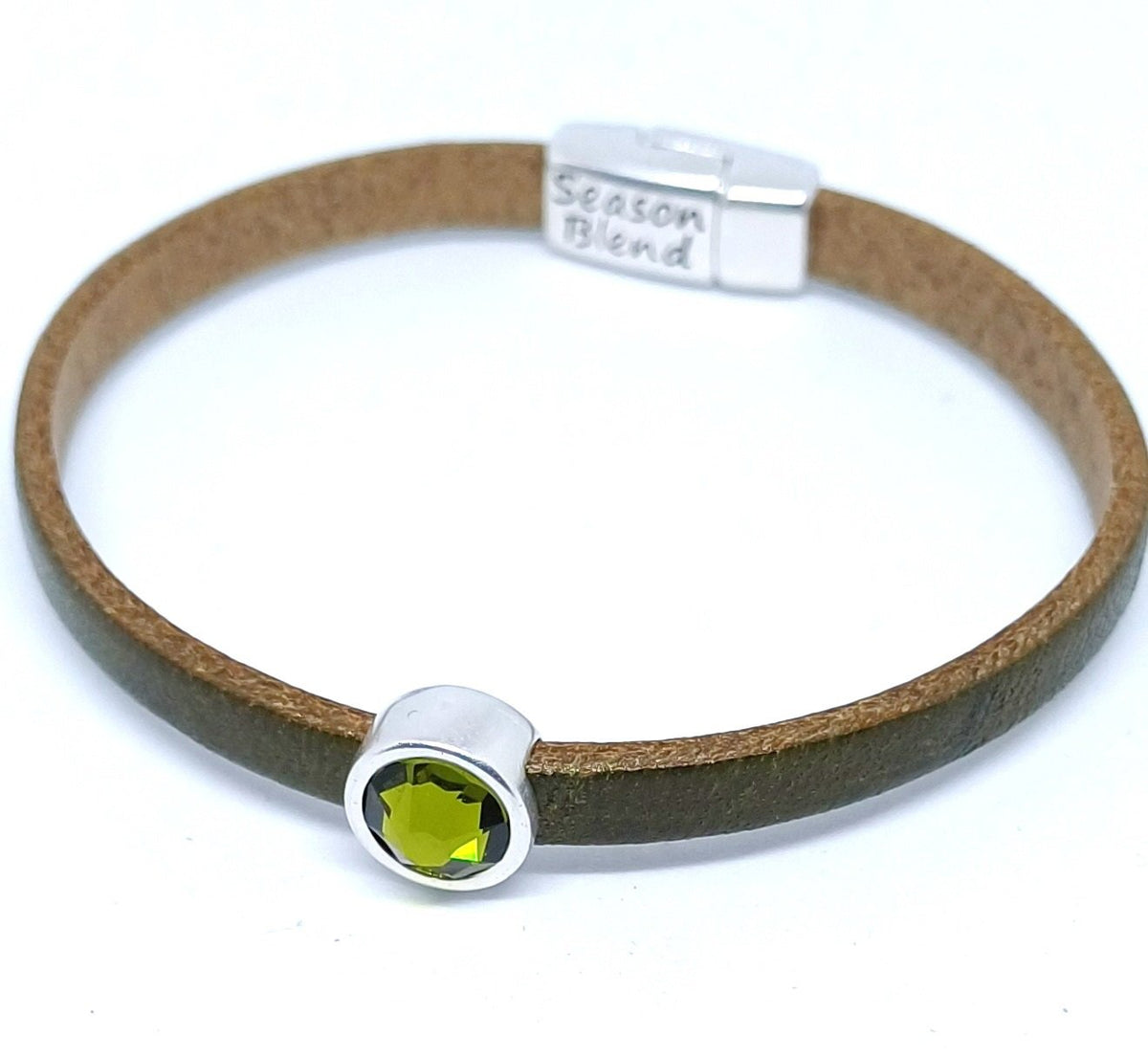 Timeless leren armband antiek verzilverd groentinten