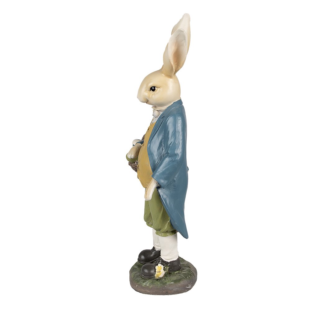 Beeld Konijn 38 cm Bruin Blauw Polyresin Paasdecoratie