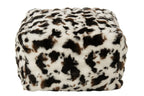 J-Line Poef met koeienmotief - polyester - wit/donkerbruin