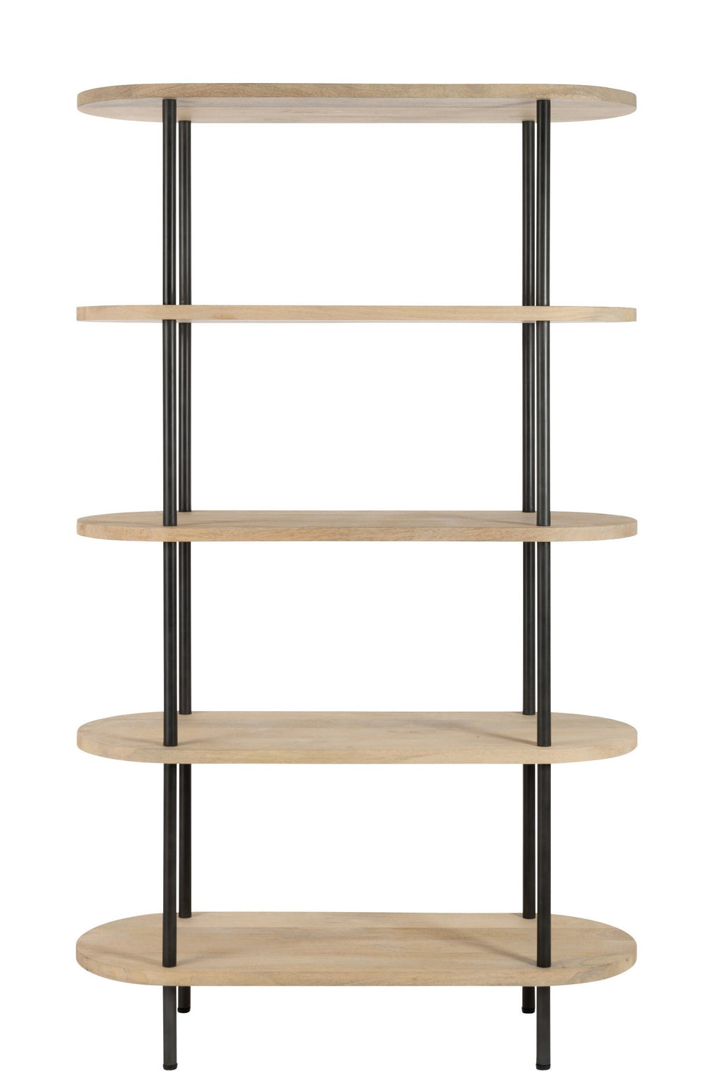 J-Line Rek Eli 5Planken Mango Hout/Staal Naturel/Grijs