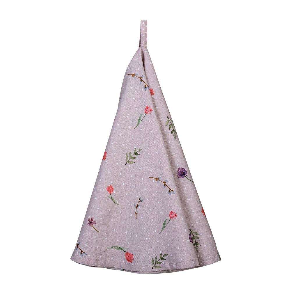 Theedoek Ø 80 cm Beige Roze Katoen Bloemen Vaatdoek