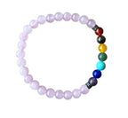 Dames armband Rozenkwarts 6 mm met Chakra kralen