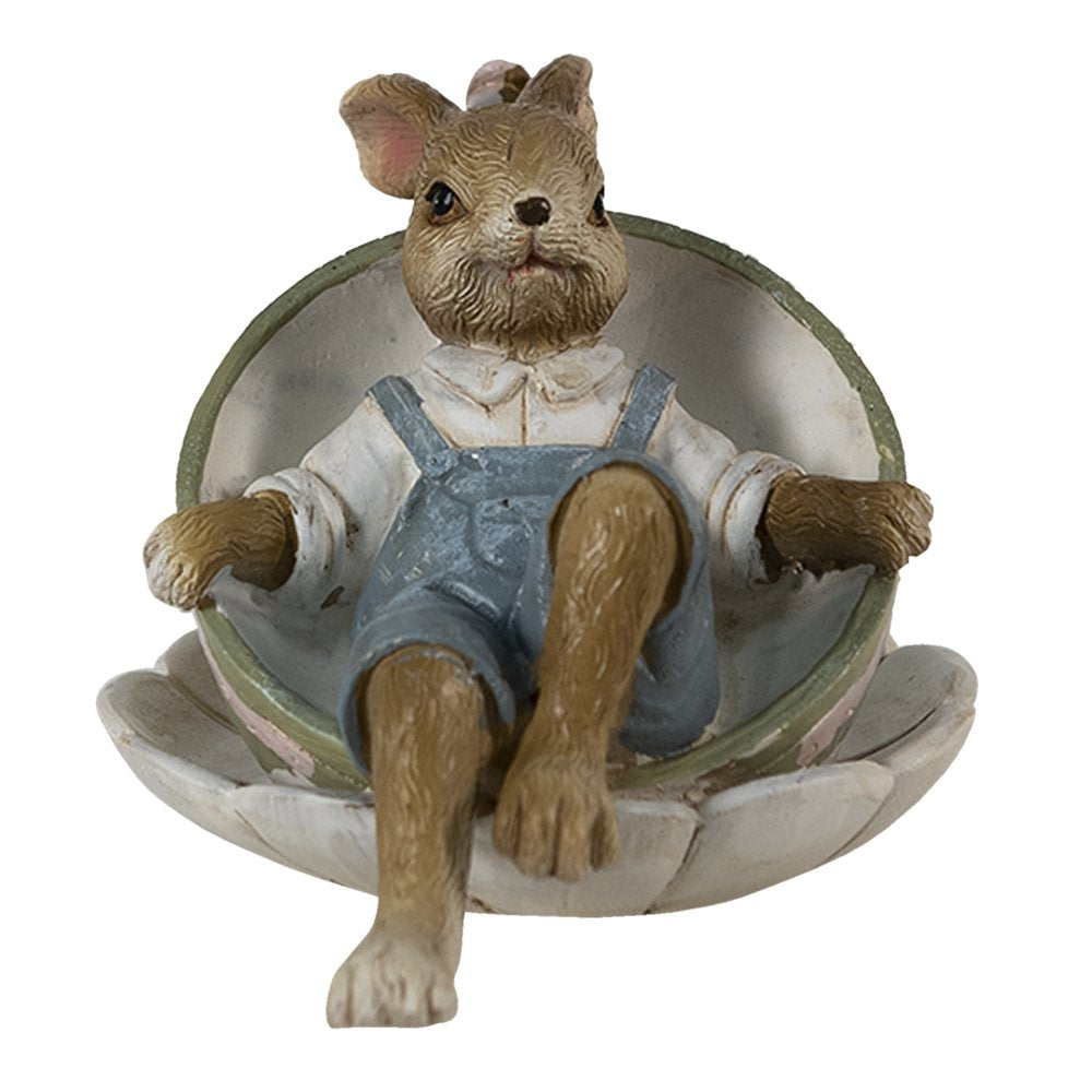 Beeld Konijn 11x8x7 cm Bruin Groen Polyresin