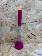 LED Dip Dye kaars Bordeaux/Chestnut, glitter zilver, nr. 107