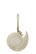 J-Line hanger Schelp Witkalk - hout/touw - naturel