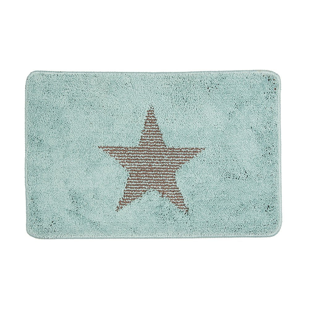 Badmat 58x38x1 cm Blauw Polyester Ster