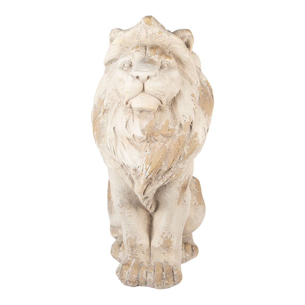Decoratie Beeld Leeuw 50x30x62 cm Beige Keramiek