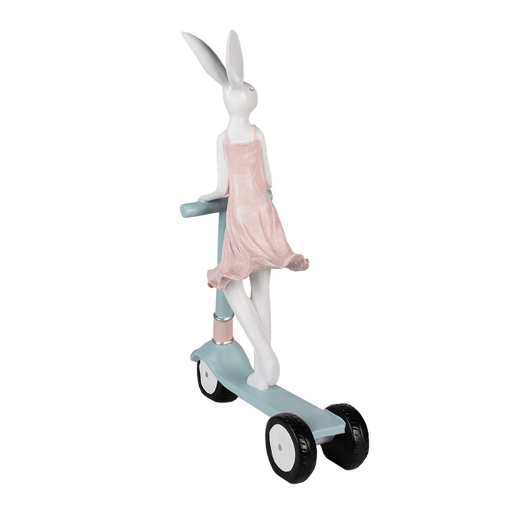 Beeld Konijn 62 cm Wit Roze Polyresin Paasdecoratie