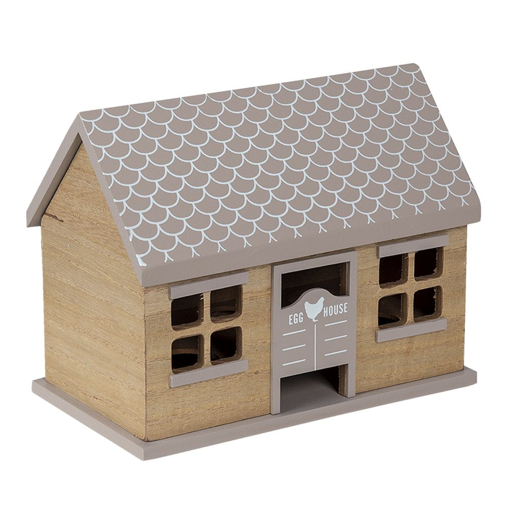 Eierkastje Huis 23x13x18 cm Bruin Hout Eierhouder