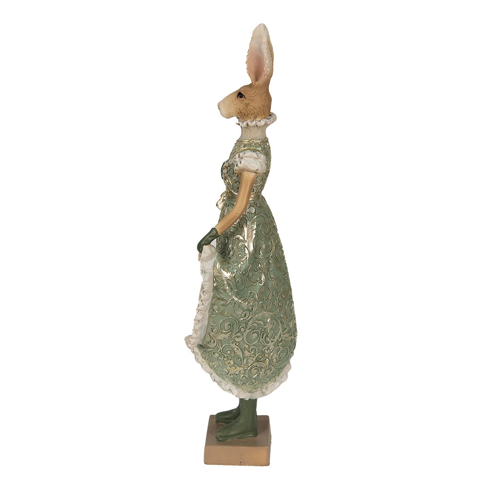 Beeld Konijn 11x8x33 cm Groen Polyresin