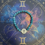 Dames armband Aquamarijn 6 mm met sterrenbeeld Tweeling