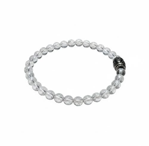 Dames armband Bergkristal 6 mm met basic kraal
