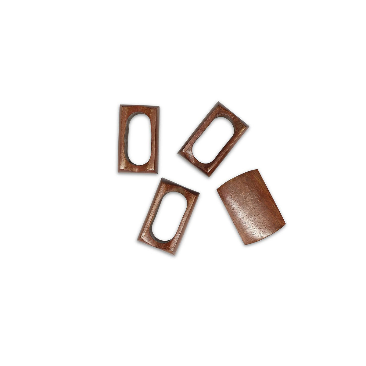 Servetring 5,5x4cm rechthoekig hout Moku - Set van 4